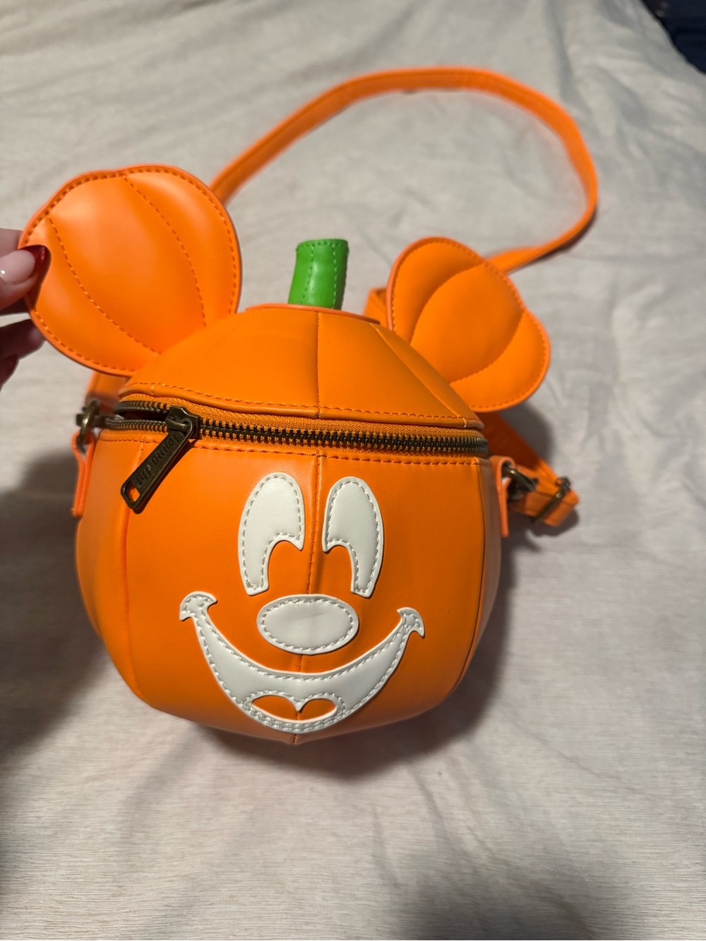 Loungefly Orange Pumpkin Mickey Ear Crossbody Bag